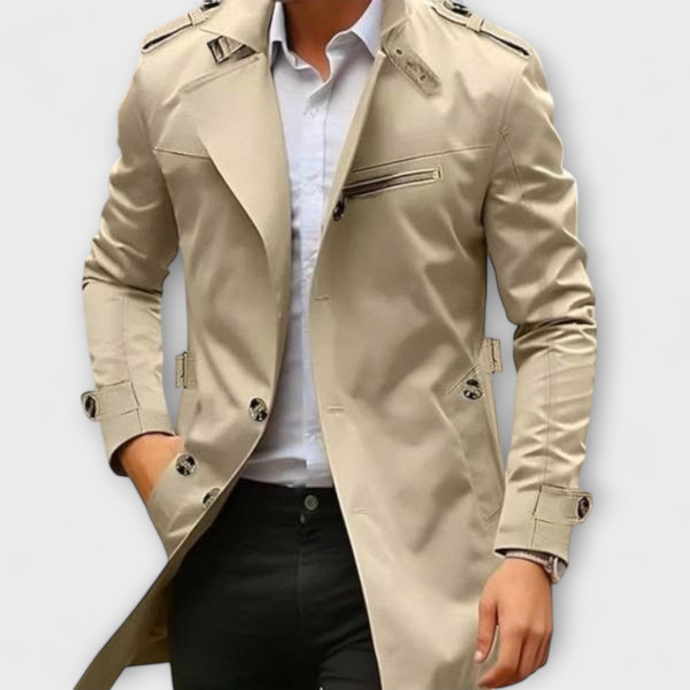 Léandro | Klassischer Herren-Trenchcoat in Beige