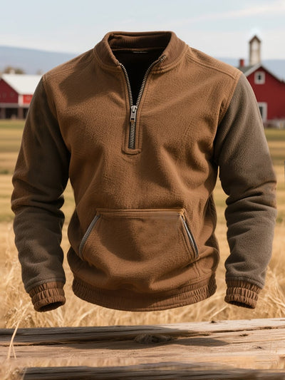 Herren-Sweatshirt mit Rundhalsausschnitt und deutschem Samtstich in Kontrastfarbe