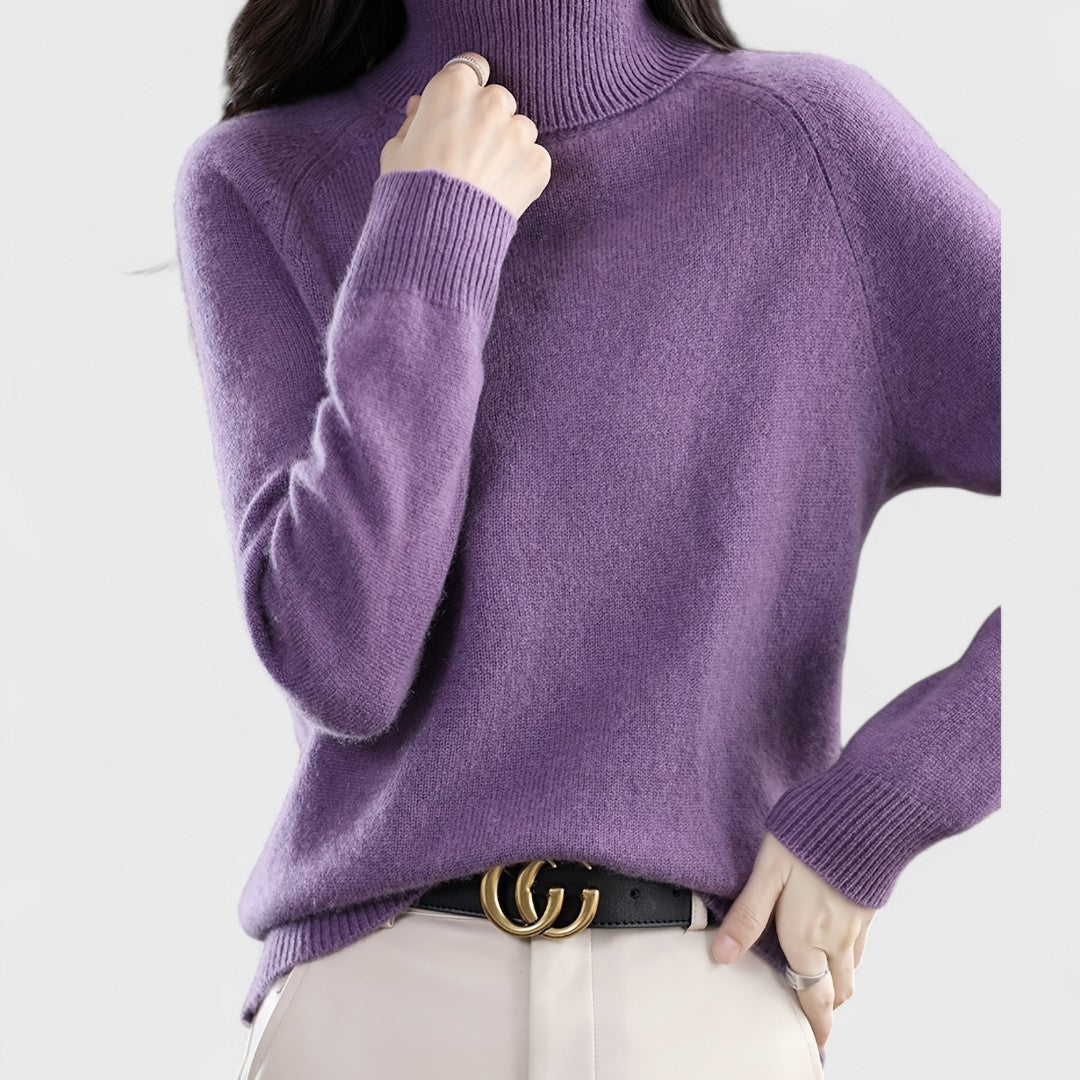 Sapphire | Pullover mit hohem Kragen in einfarbig