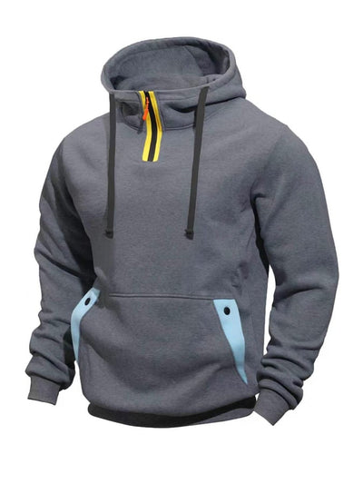 Langarm-Kapuzenpullover mit Color-Blocking-Patchwork für Herren