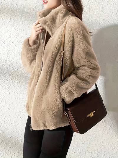 Maliza – Stilvolle Fleece Jacke Mit Fellbesatz