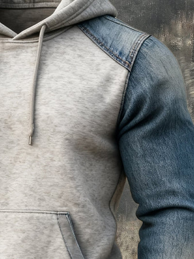 Vintage-Strick-Denim-Kapuzenpullover für Herren