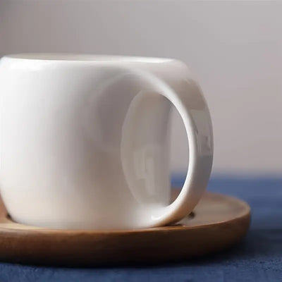 ClayHaven – Keramik Kaffeetasse Mit Holz Untertasse