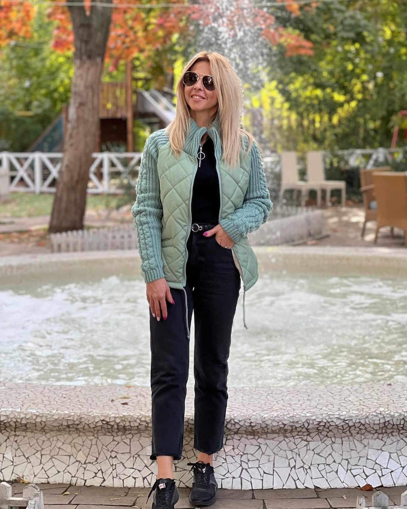 Monica | Damen-Strickjacke im Patchwork-Design