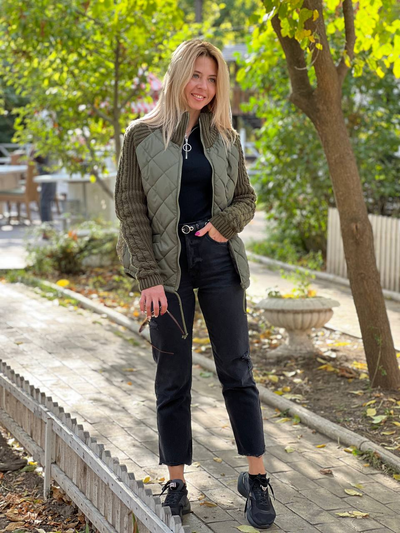 Monica | Damen-Strickjacke im Patchwork-Design