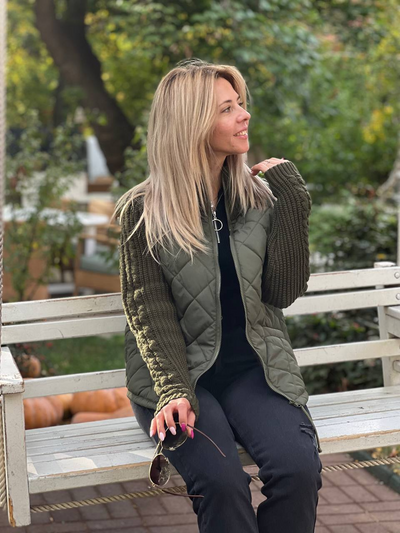 Monica | Damen-Strickjacke im Patchwork-Design