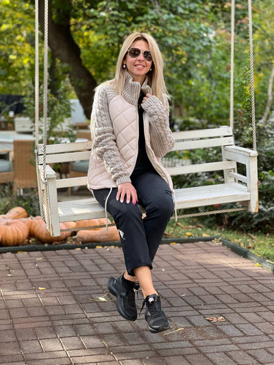 Monica | Damen-Strickjacke im Patchwork-Design