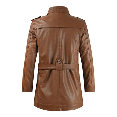 Elegante Lange Leder Bikerjacke