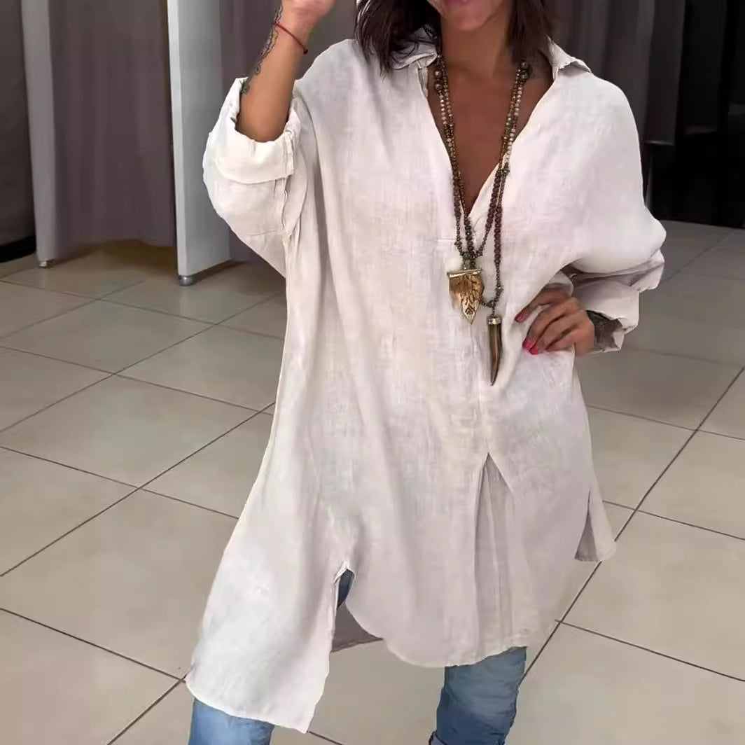 Weisses Longshirt Hemd im Oversize Look